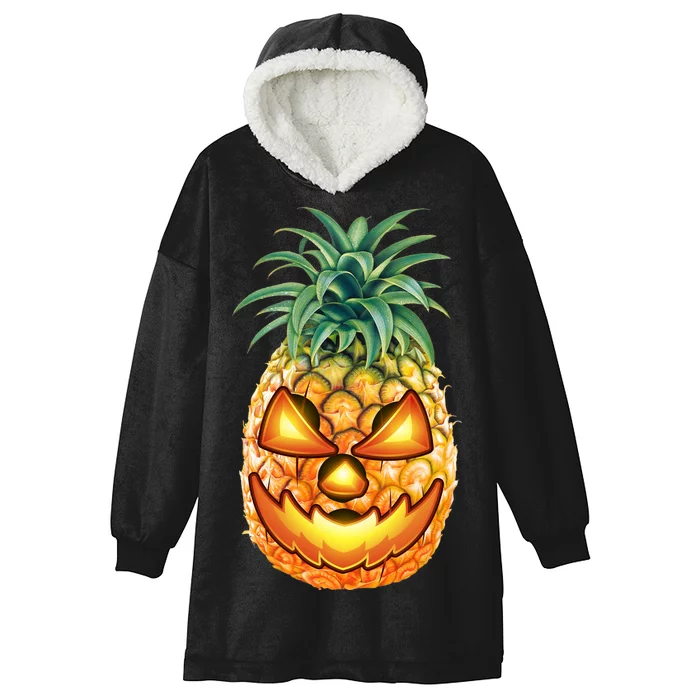 Pineapple Jack O Lantern Face Hooded Wearable Blanket