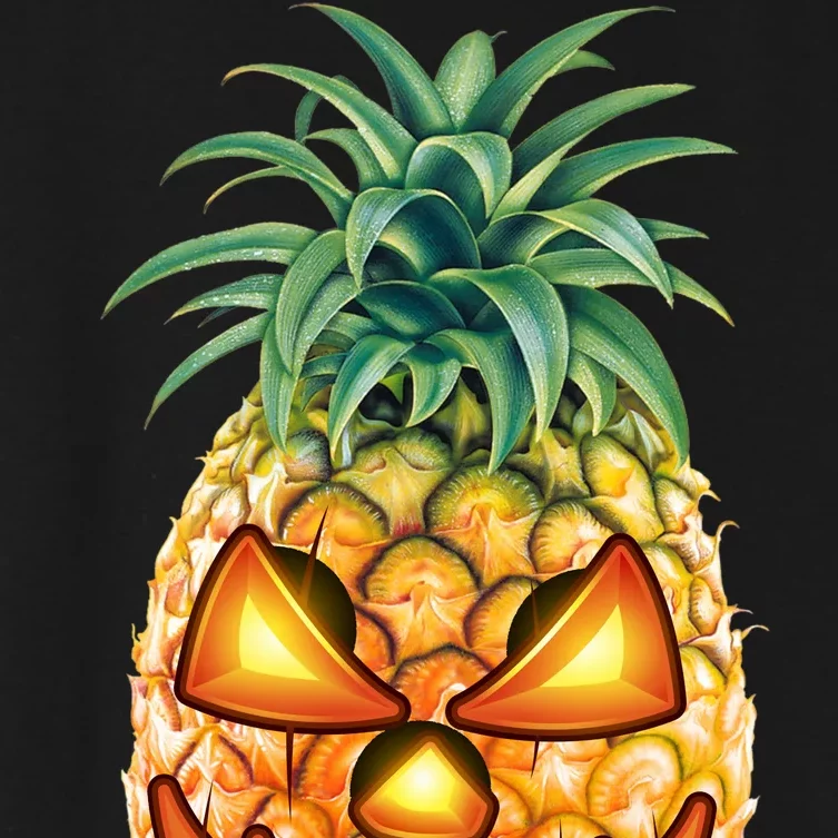 Pineapple Jack O Lantern Face Women's Crop Top Tee