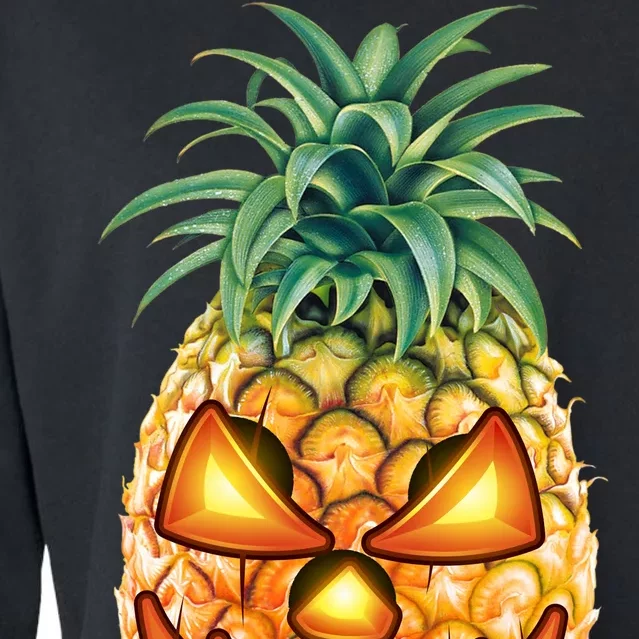 Pineapple Jack O Lantern Face Cropped Pullover Crew