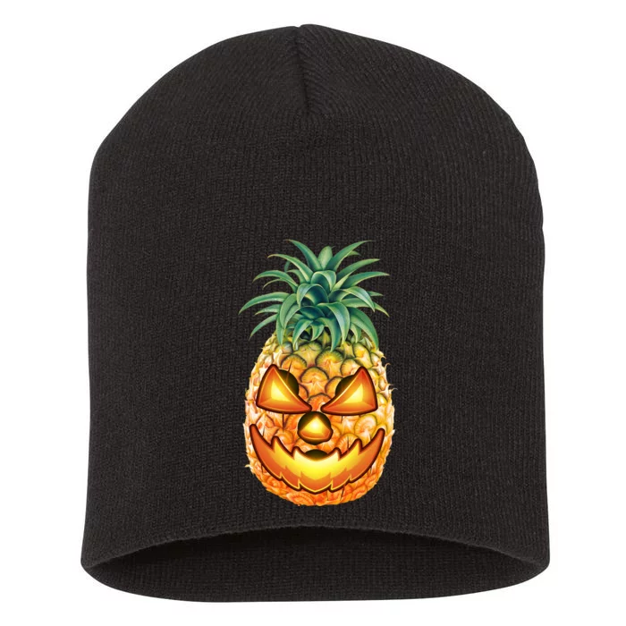 Pineapple Jack O Lantern Face Short Acrylic Beanie