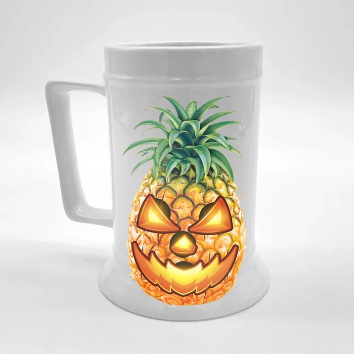 Pineapple Jack O Lantern Face Front & Back Beer Stein