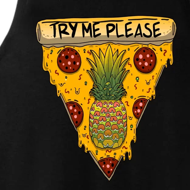 Pineapple Peperoni Pizza Ladies Tri-Blend Wicking Tank