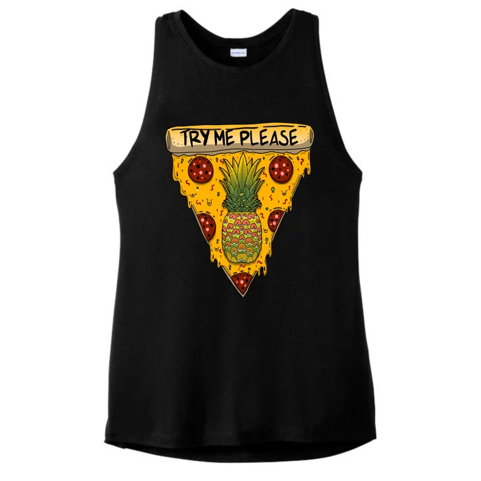 Pineapple Peperoni Pizza Ladies Tri-Blend Wicking Tank