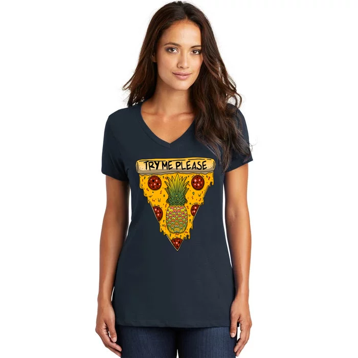 Pineapple Peperoni Pizza Women's V-Neck T-Shirt