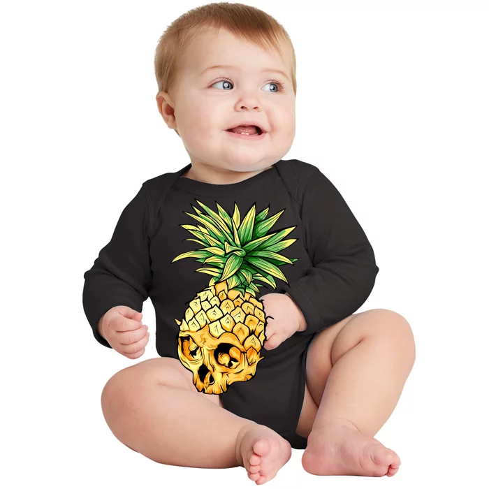 Pineapple Skull Baby Long Sleeve Bodysuit