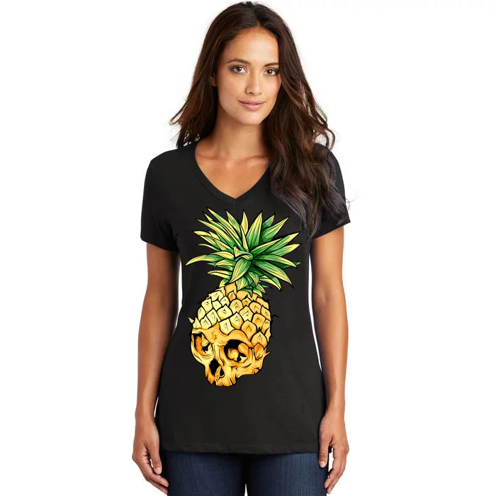 Pineapple Skull Women's V-Neck T-Shirt