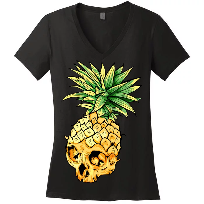 Pineapple Skull Women's V-Neck T-Shirt