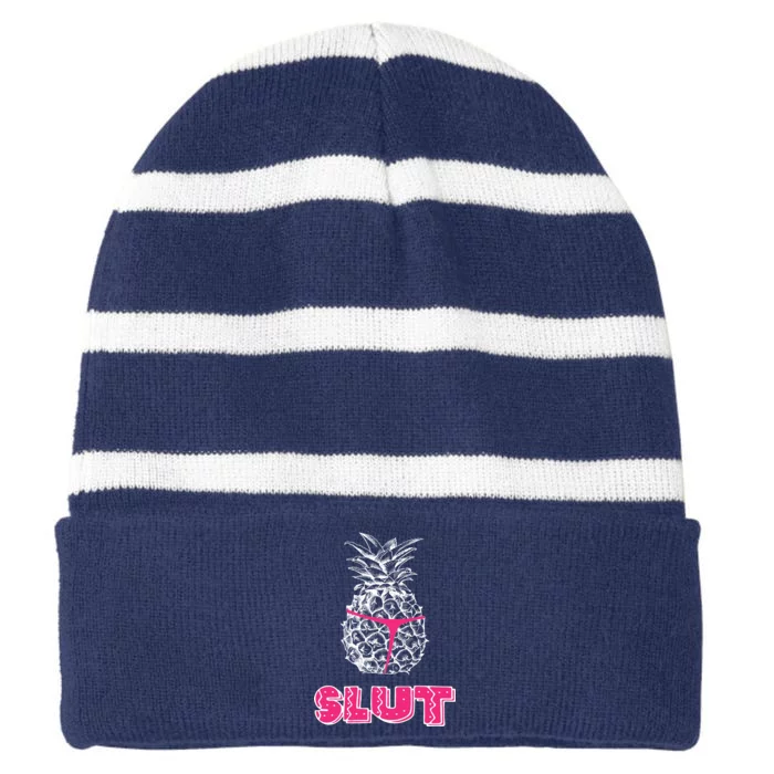 Pineapple Slut Striped Beanie with Solid Band