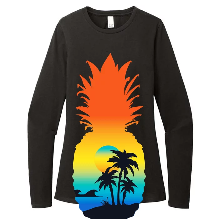 Pineapple Summer Sunset Beach Womens CVC Long Sleeve Shirt