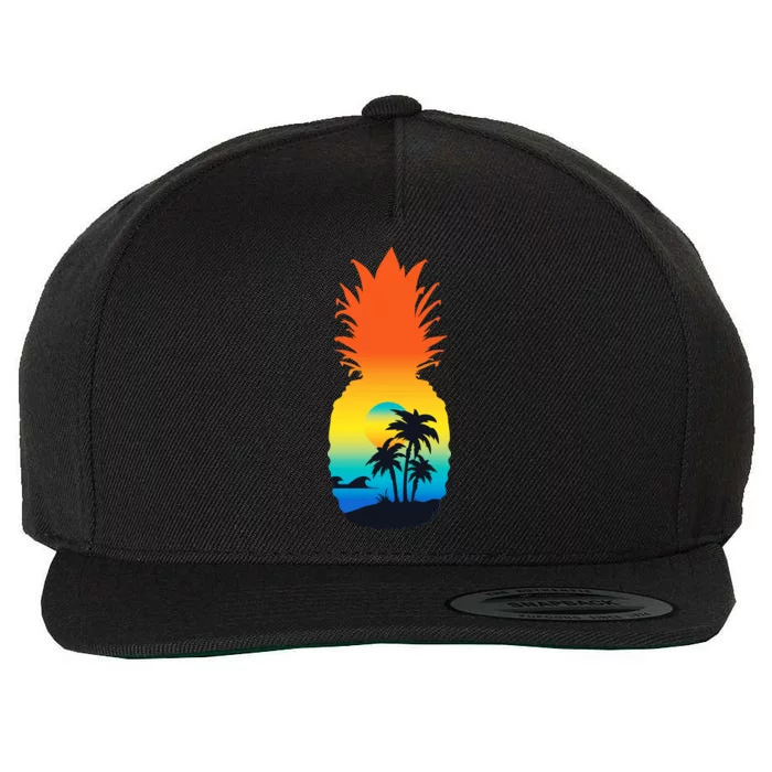 Pineapple Summer Sunset Beach Wool Snapback Cap