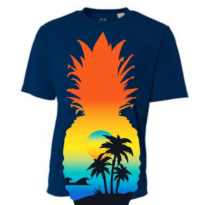 Pineapple Summer Sunset Beach Cooling Performance Crew T-Shirt