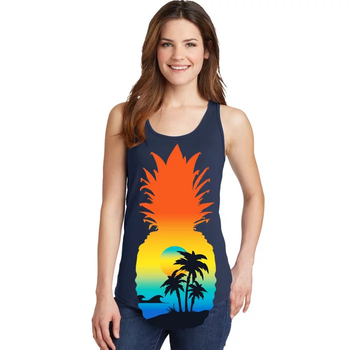 Pineapple Summer Sunset Beach Ladies Essential Tank