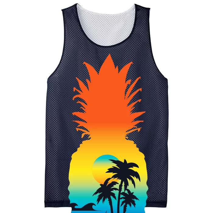 Pineapple Summer Sunset Beach Mesh Reversible Basketball Jersey Tank