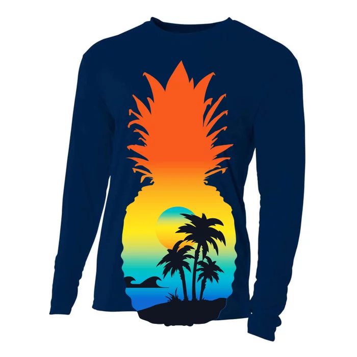 Pineapple Summer Sunset Beach Cooling Performance Long Sleeve Crew