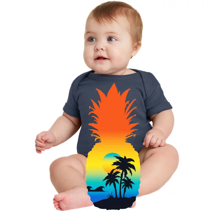 Pineapple Summer Sunset Beach Baby Bodysuit