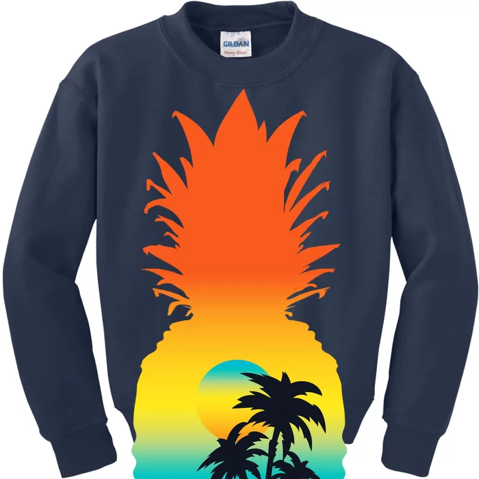 Pineapple Summer Sunset Beach Kids Sweatshirt