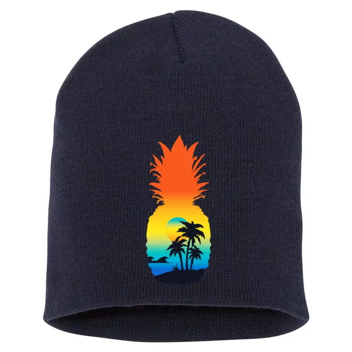 Pineapple Summer Sunset Beach Short Acrylic Beanie