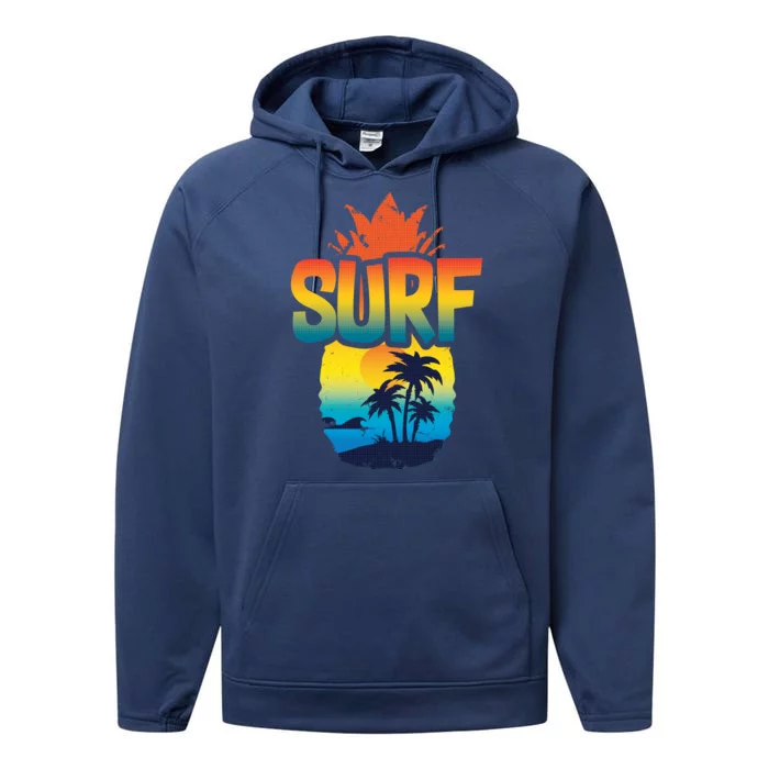 Pineapple Summer Surf Performance Fleece Hoodie