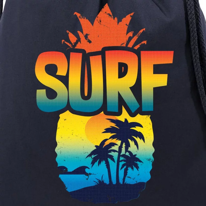 Pineapple Summer Surf Drawstring Bag