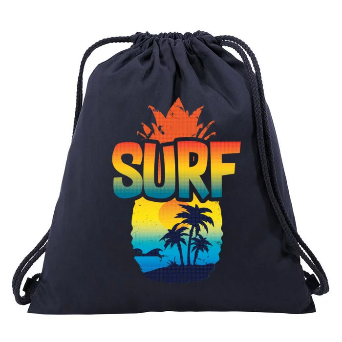 Pineapple Summer Surf Drawstring Bag