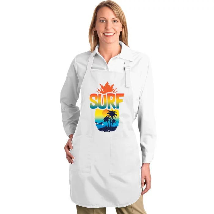 Pineapple Summer Surf Full-Length Apron With Pocket