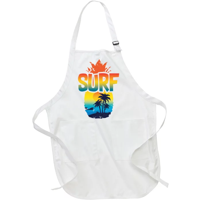 Pineapple Summer Surf Full-Length Apron With Pocket