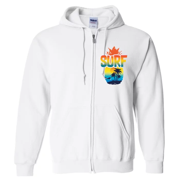 Pineapple Summer Surf Full Zip Hoodie