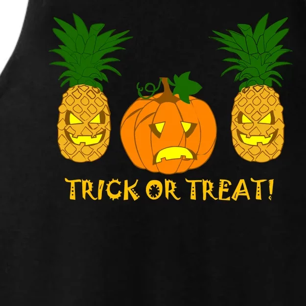 Pineapple Vs. Pumpkin Jack O Lantern Ladies Tri-Blend Wicking Tank