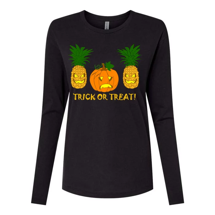 Pineapple Vs. Pumpkin Jack O Lantern Womens Cotton Relaxed Long Sleeve T-Shirt