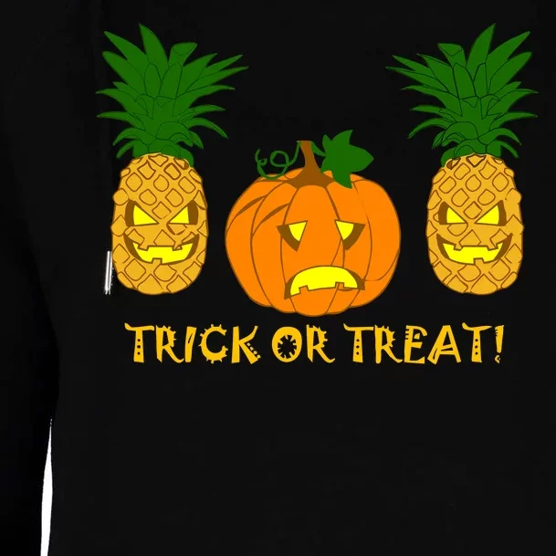 Pineapple Vs. Pumpkin Jack O Lantern Womens Funnel Neck Pullover Hood