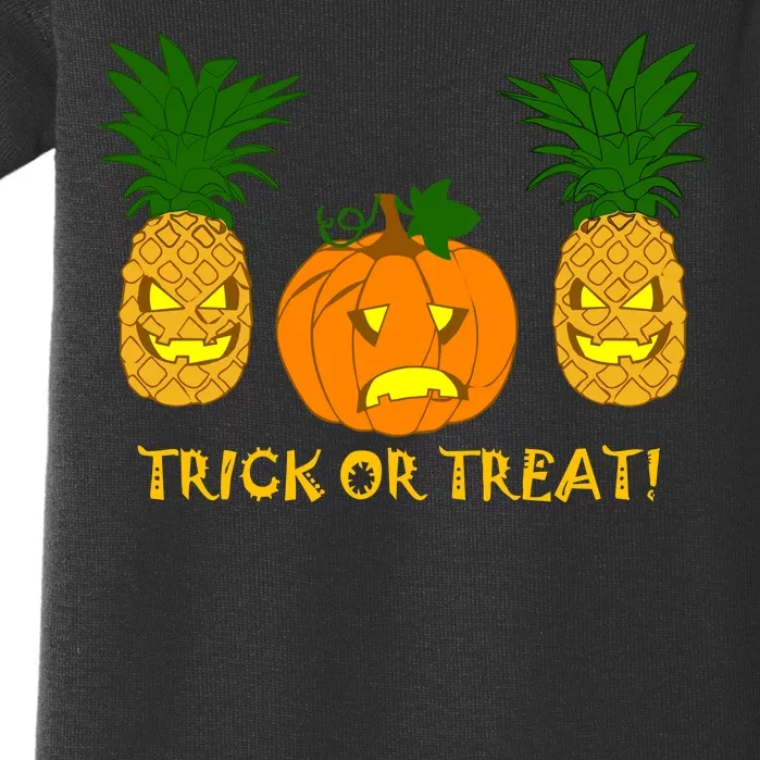 Pineapple Vs. Pumpkin Jack O Lantern Baby Bodysuit