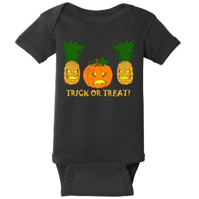 Pineapple Vs. Pumpkin Jack O Lantern Baby Bodysuit