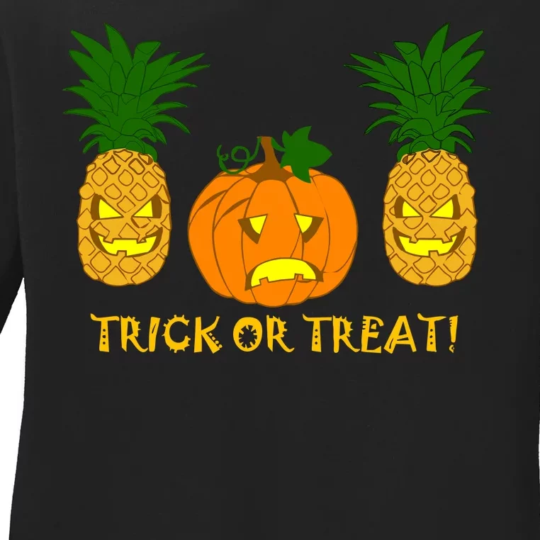 Pineapple Vs. Pumpkin Jack O Lantern Ladies Long Sleeve Shirt