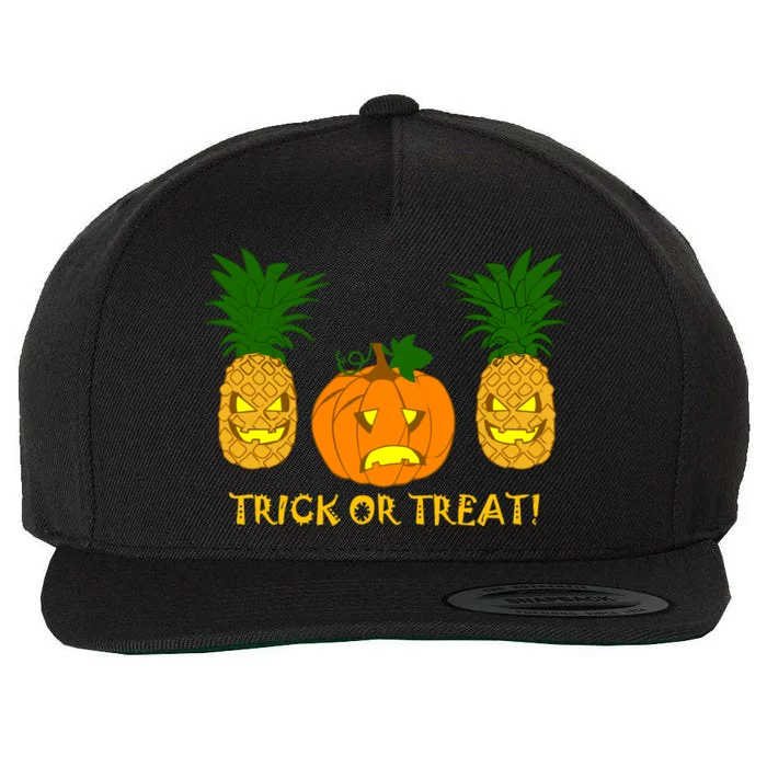 Pineapple Vs. Pumpkin Jack O Lantern Wool Snapback Cap