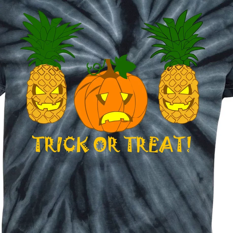 Pineapple Vs. Pumpkin Jack O Lantern Kids Tie-Dye T-Shirt