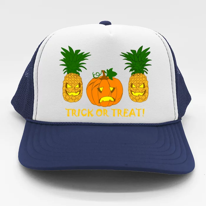 Pineapple Vs. Pumpkin Jack O Lantern Trucker Hat