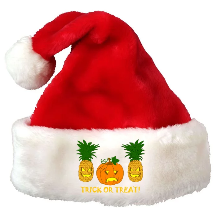 Pineapple Vs. Pumpkin Jack O Lantern Premium Christmas Santa Hat