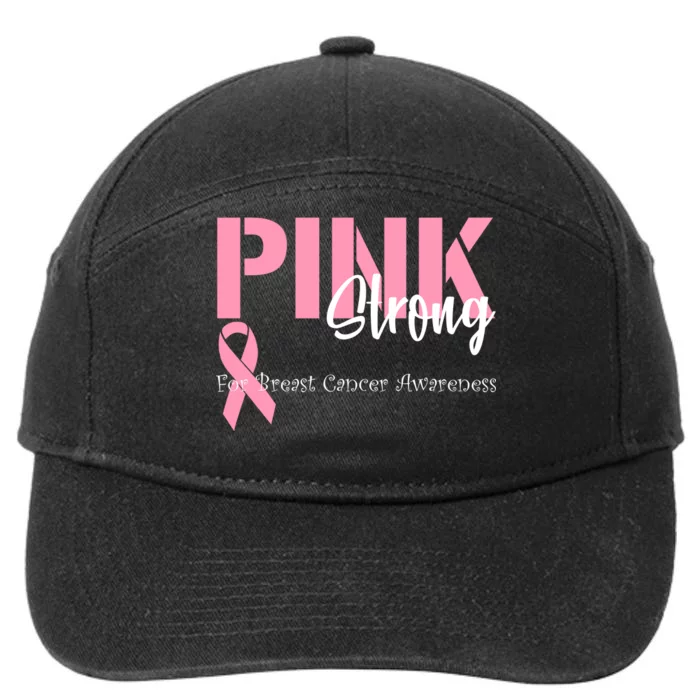 Pink And Strong Breast Cancer Awareness 7-Panel Snapback Hat