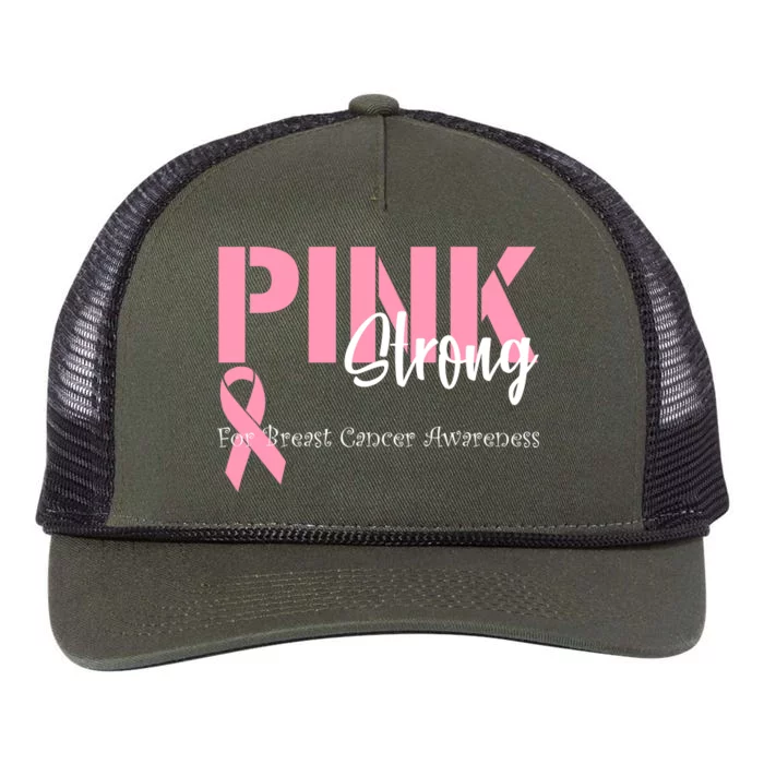 Pink And Strong Breast Cancer Awareness Retro Rope Trucker Hat Cap