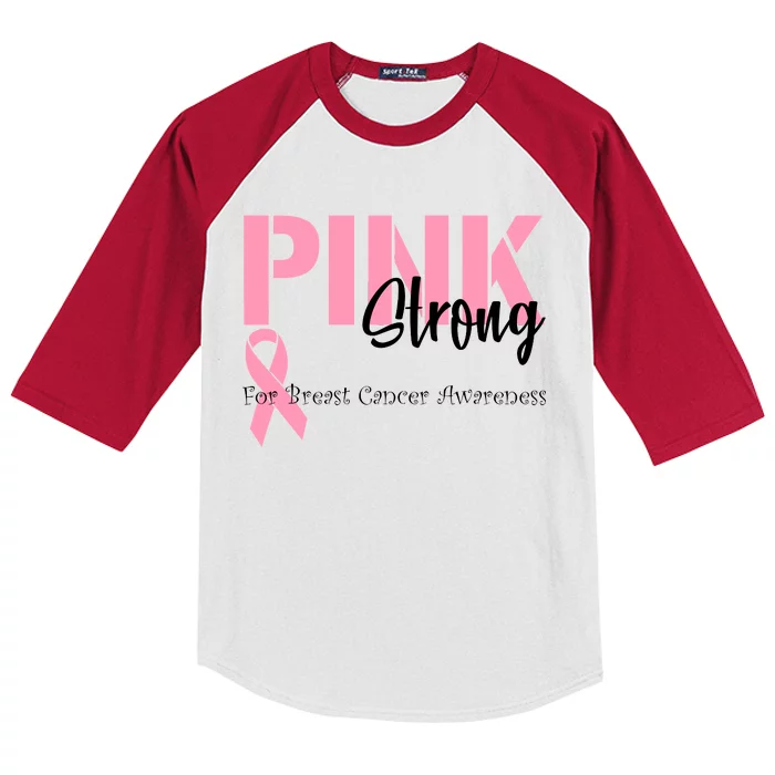 Pink And Strong Breast Cancer Awareness Kids Colorblock Raglan Jersey