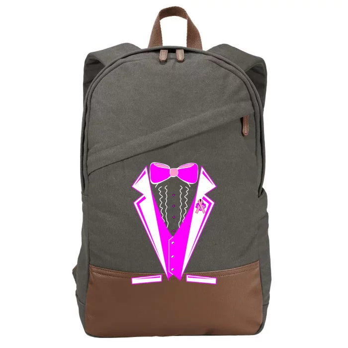 Pink Breast Cancer Tuxedo Cotton Canvas Backpack