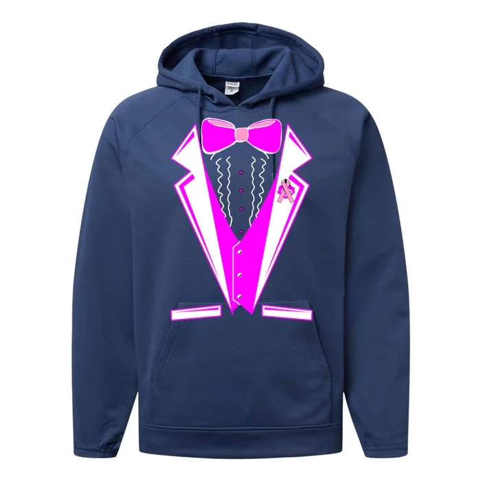 Pink Breast Cancer Tuxedo Performance Fleece Hoodie