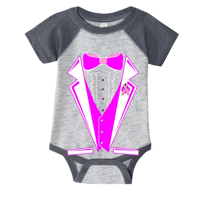 Pink Breast Cancer Tuxedo Infant Baby Jersey Bodysuit