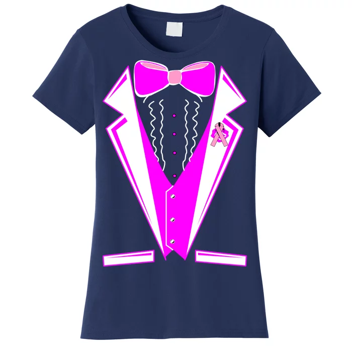 Pink Breast Cancer Tuxedo Women's T-Shirt