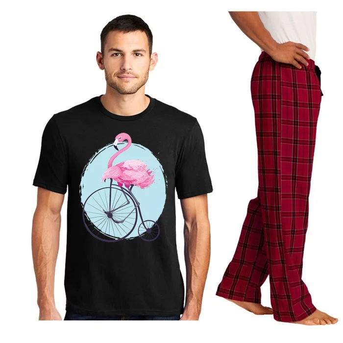 Pink Flamingo On Tall Bicycle Retro Pajama Set