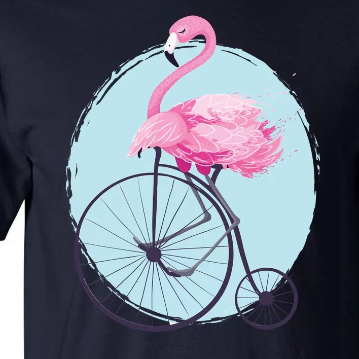 Pink Flamingo On Tall Bicycle Retro Tall T-Shirt