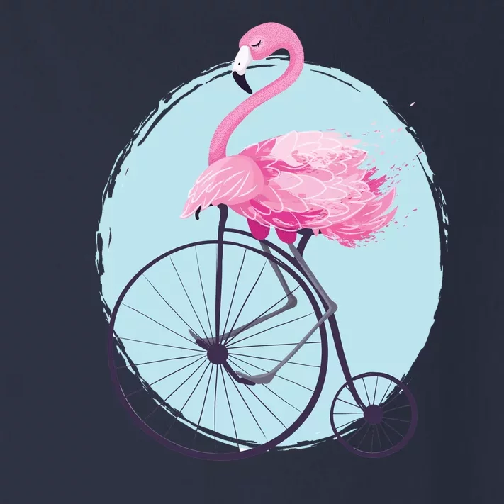 Pink Flamingo On Tall Bicycle Retro Toddler Long Sleeve Shirt