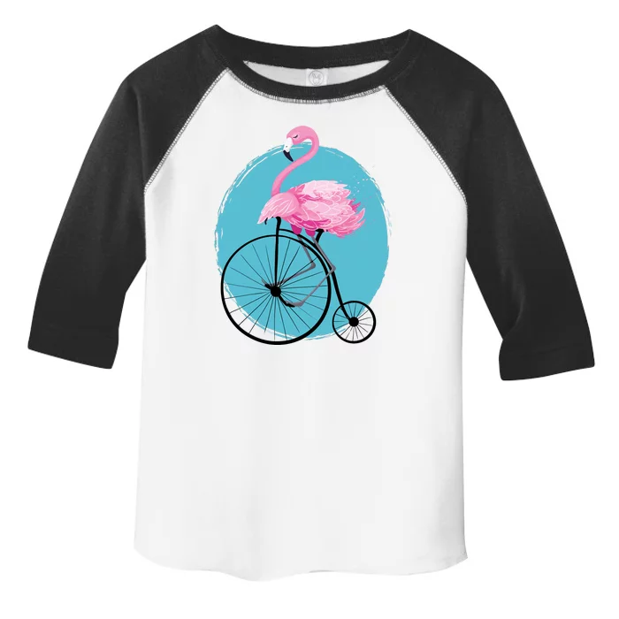 Pink Flamingo On Tall Bicycle Retro Toddler Fine Jersey T-Shirt