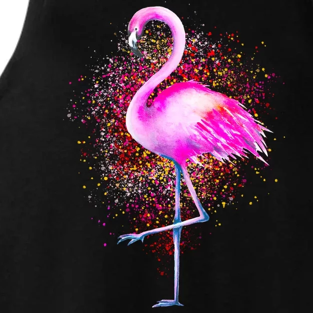 Pink Flamingo Paint Art Ladies Tri-Blend Wicking Tank