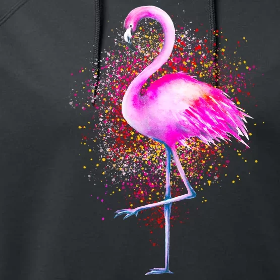 Pink Flamingo Paint Art Performance Fleece Hoodie